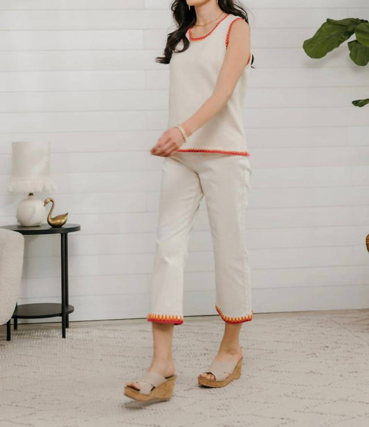 Charlie B - Embroidered Hem Denim Pant