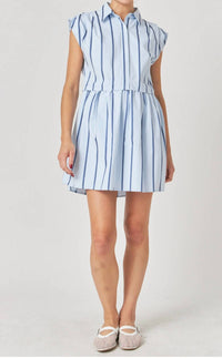 English Factory - Stripe Pleated Shirt Dress