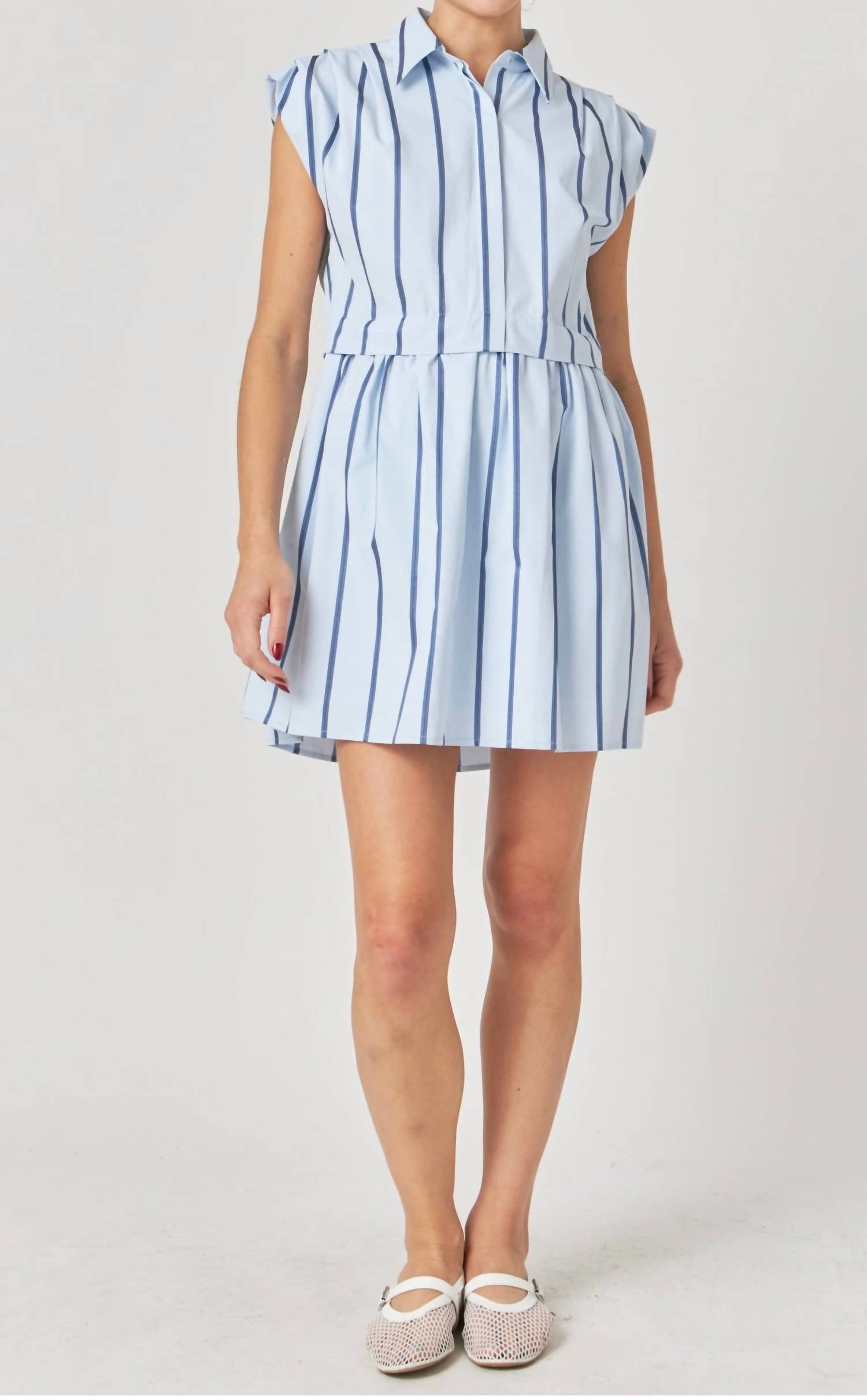 English Factory - Stripe Pleated Shirt Dress