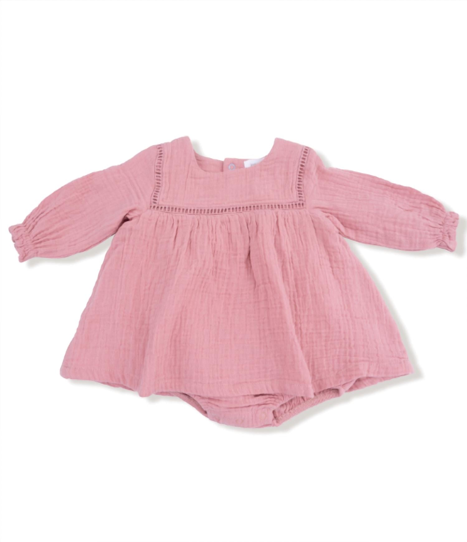 ANGEL DEAR Muslin Elegance Bubble Dress in rose - kids' dress - detail view