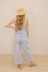 Skies Are Blue - Milta Stripe High Waisted Drawstring Barrel Pants