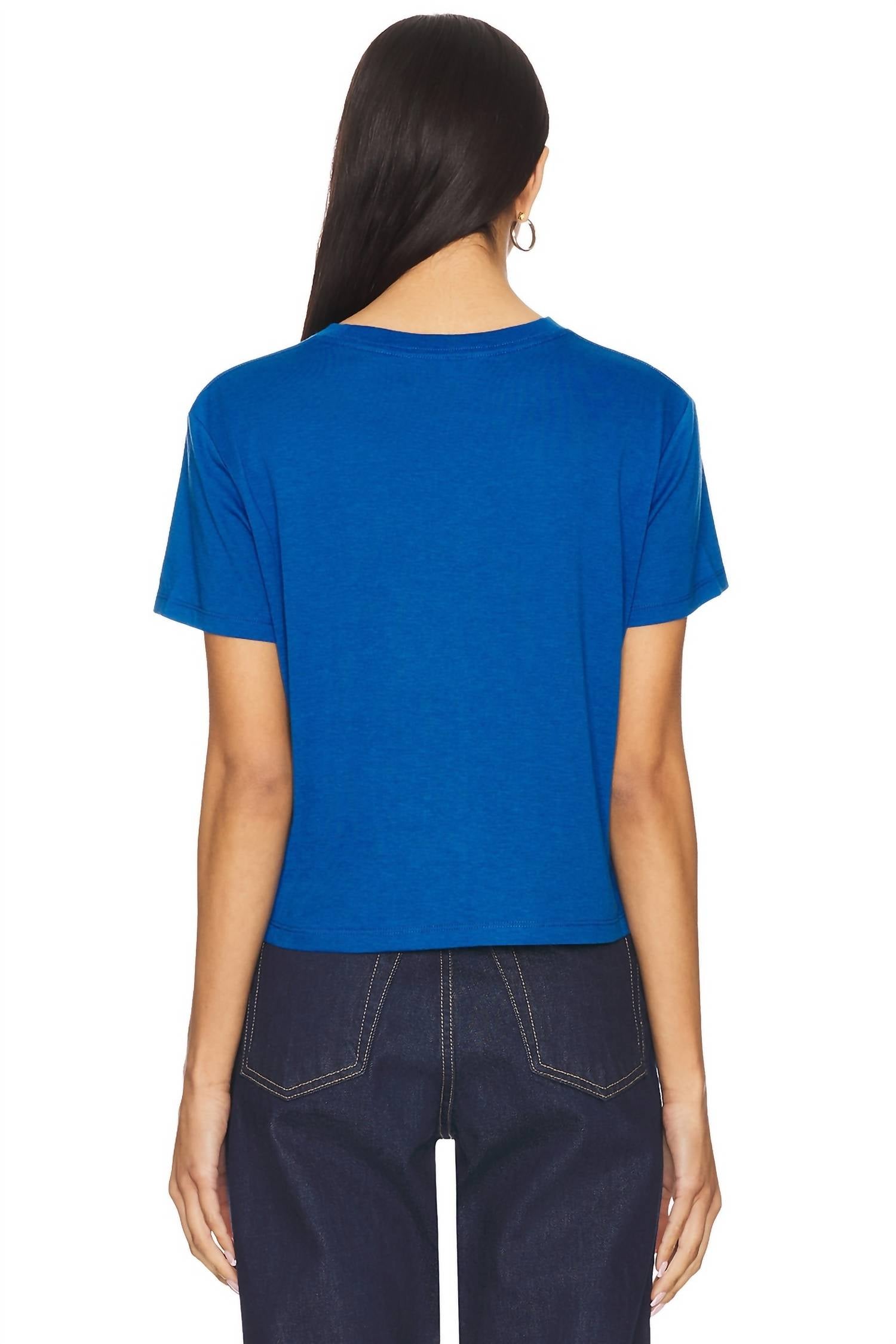 Favorite Daughter Cropped Collegiate Tee in sapphire - women's t-shirt - detail view