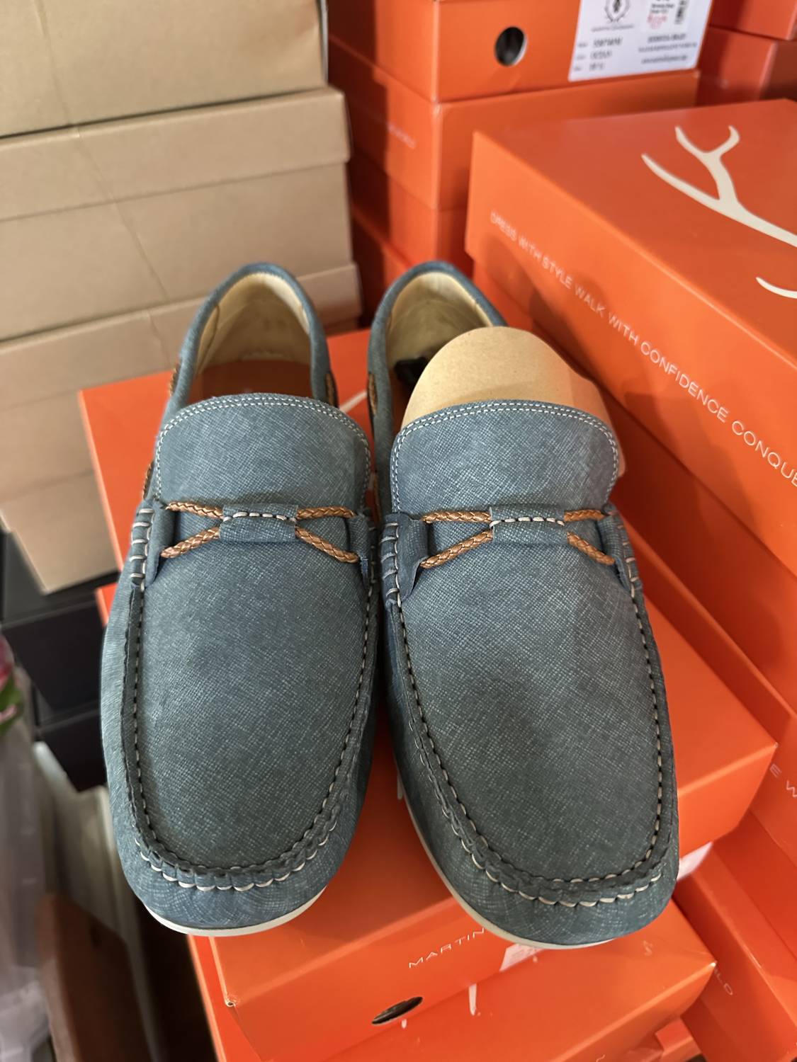 Martin Dingman Men's Bermuda Braid Shoes in ocean - men's loafer - detail view