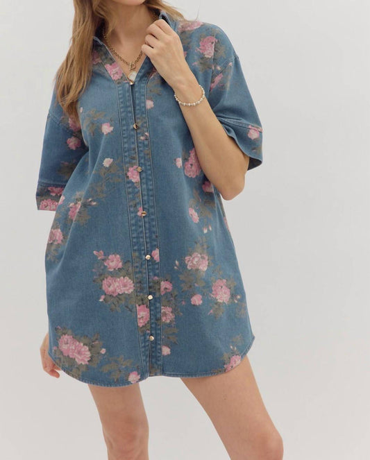 Entro - Floral Denim Dress