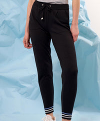 french kyss Women's Color Block Jogger Pants in black denim - women's pants