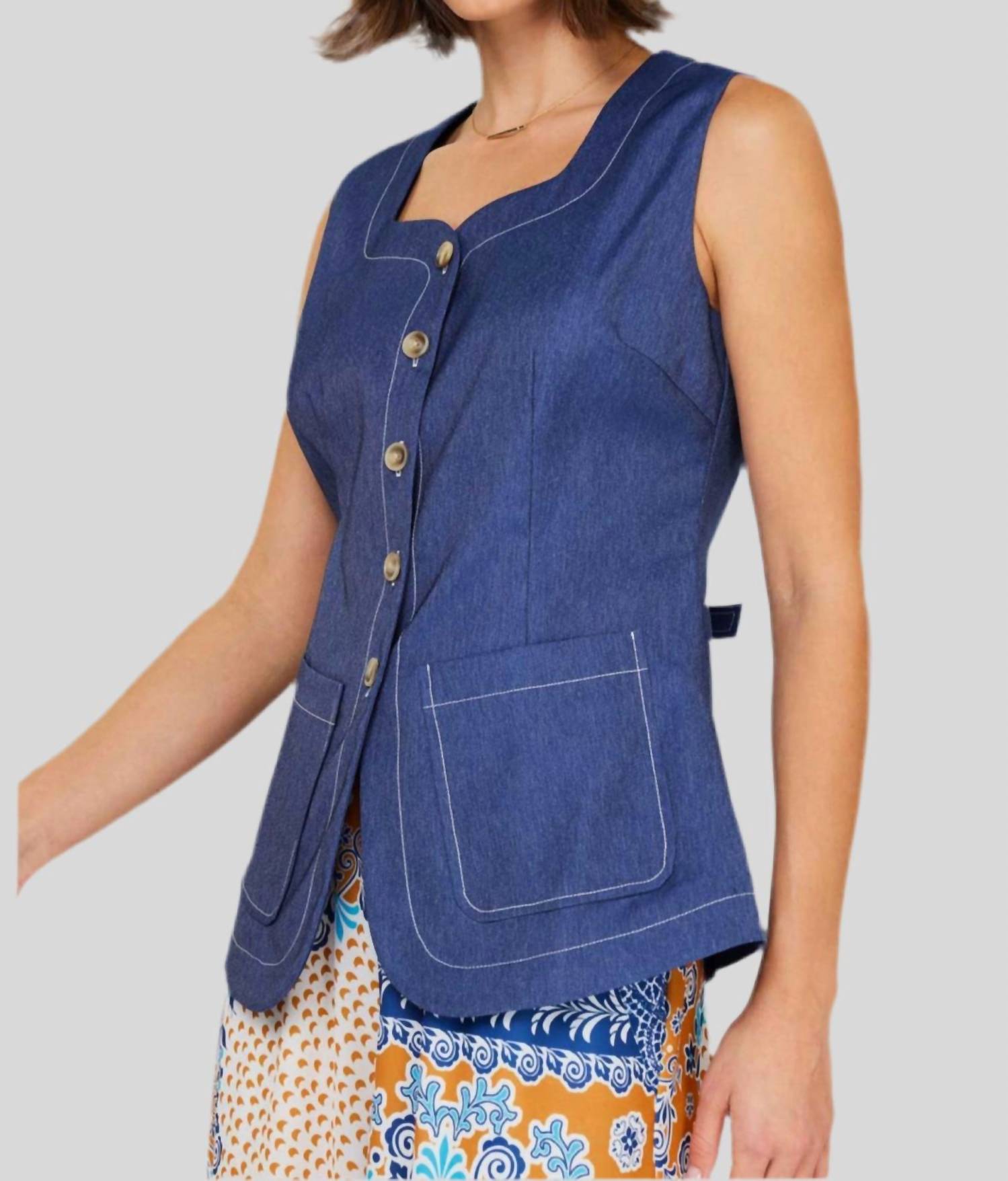 Current Air - Denim Button Front Vest