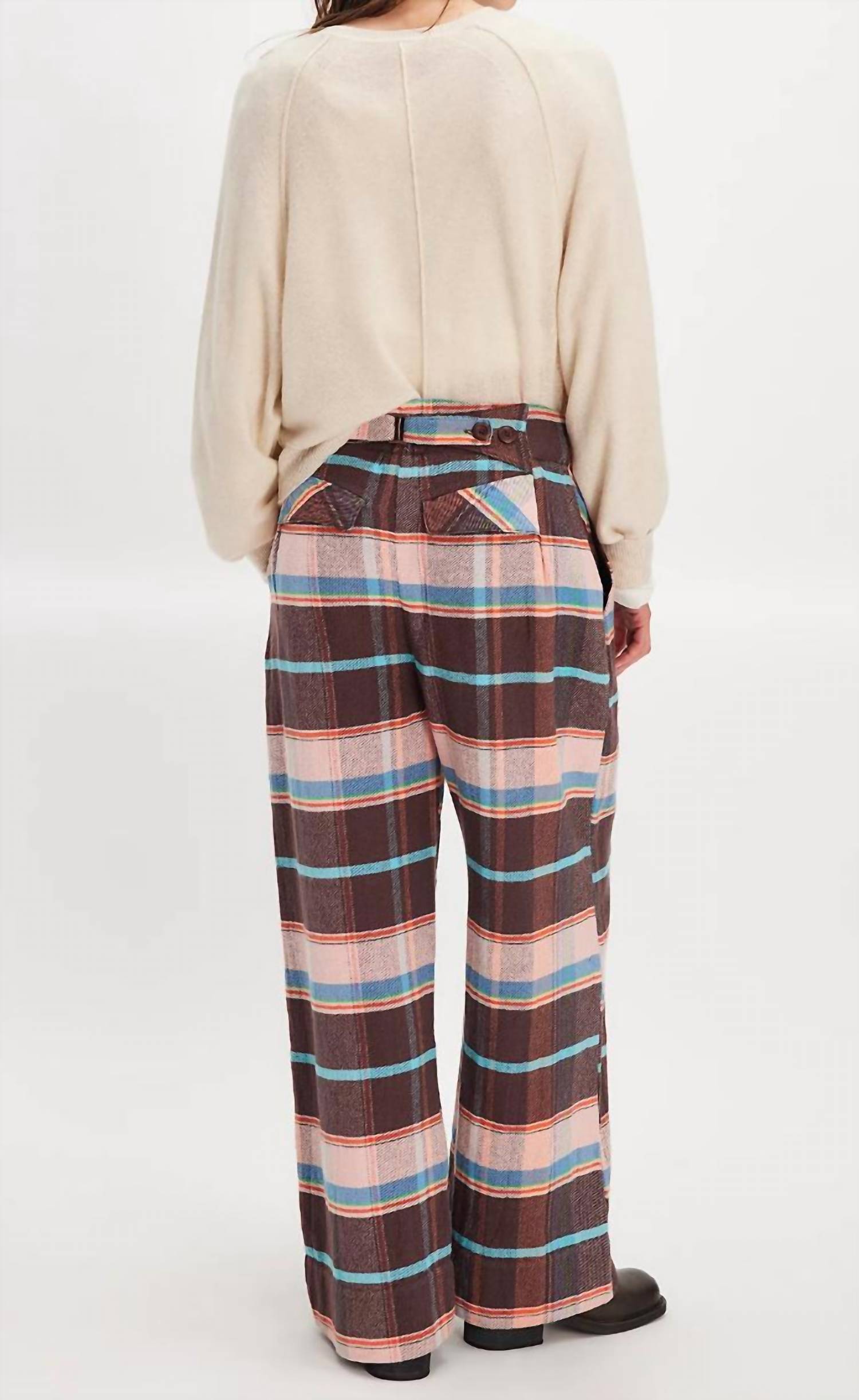 Free People - Buckle Back Plaid Bold Trousers