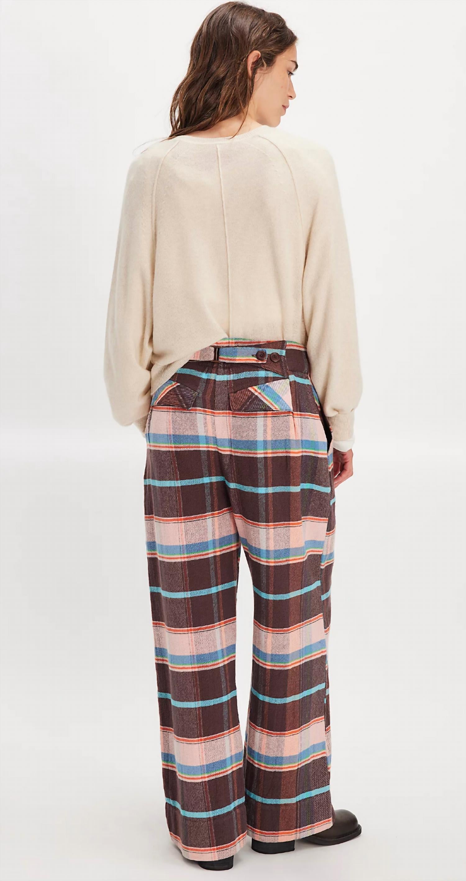 Free People - Buckle Back Plaid Bold Trousers