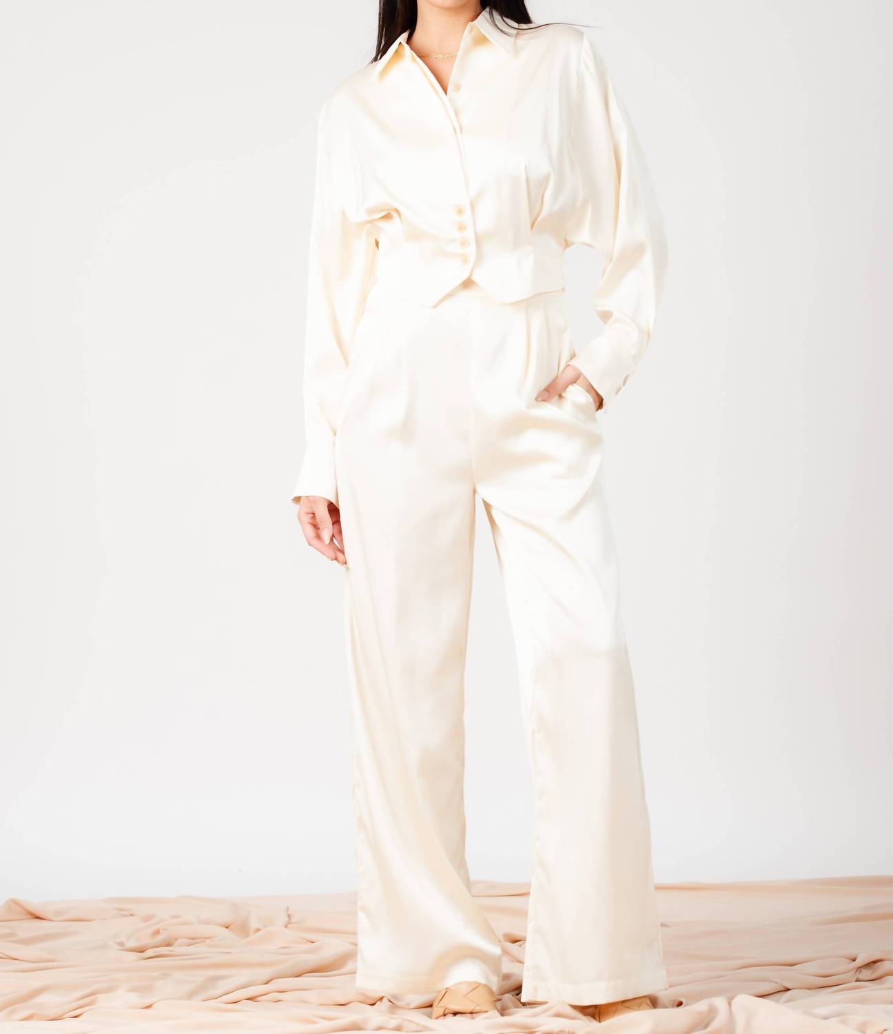 Lucca - Satin Button Down Blouse