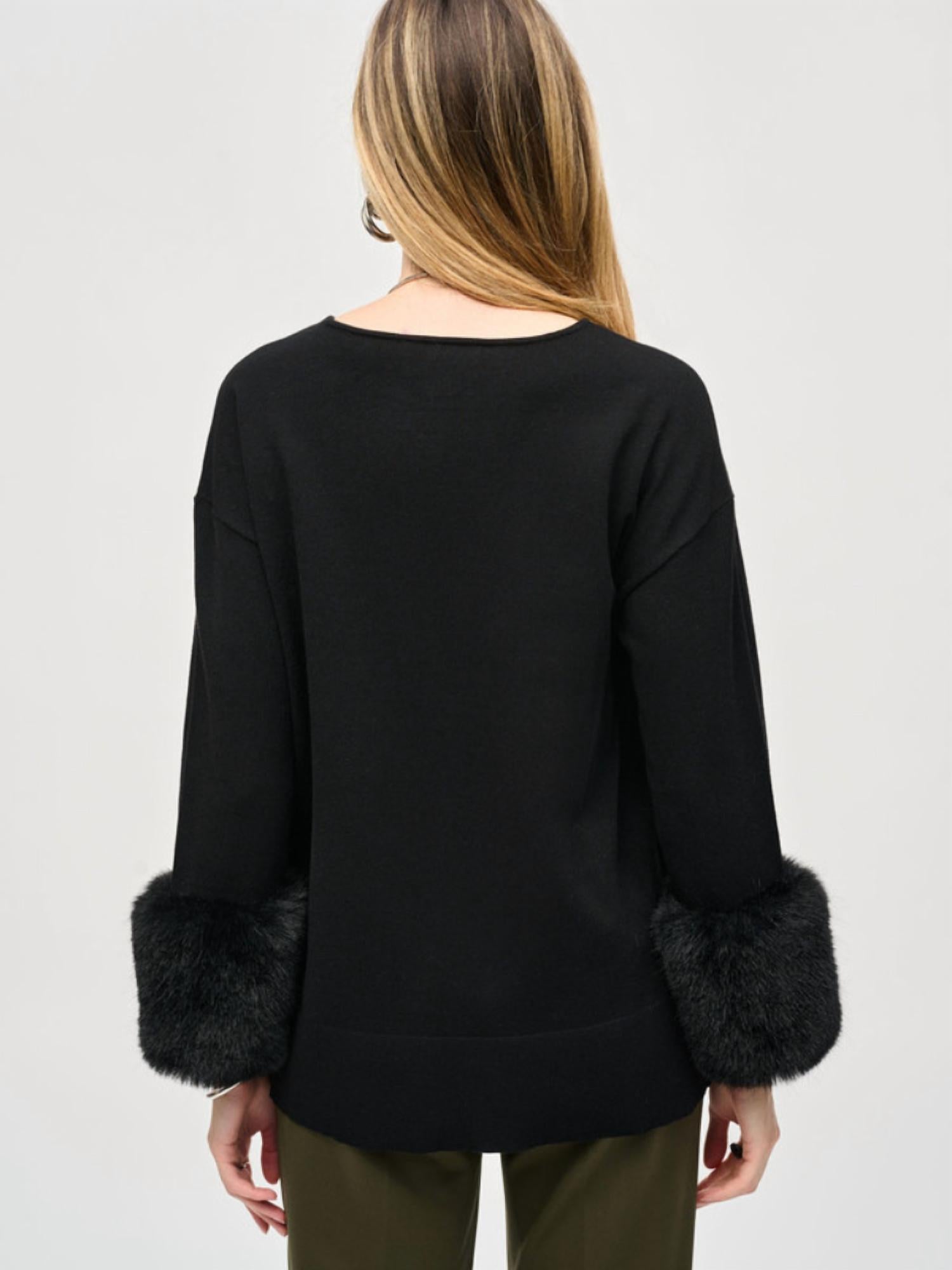 Joseph Ribkoff - Faux Fur Cuffs Tunic