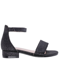 Nina Girls Rejina Ankle Strap Sandals in black glitter - kids' sandal - detail view
