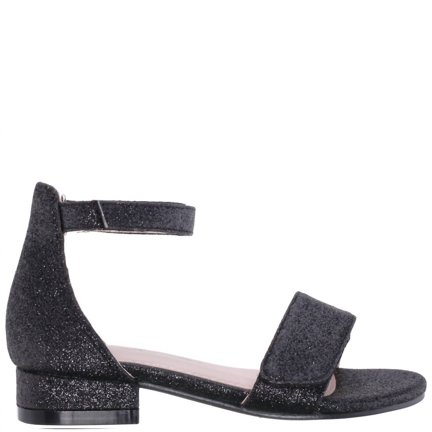 Nina Girls Rejina Ankle Strap Sandals in black glitter - kids' sandal - detail view