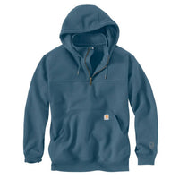 carhartt Loose Rain Defender Quarter-zip Heavy Sweatshirt in storm blue heather - men's shirt - detail view