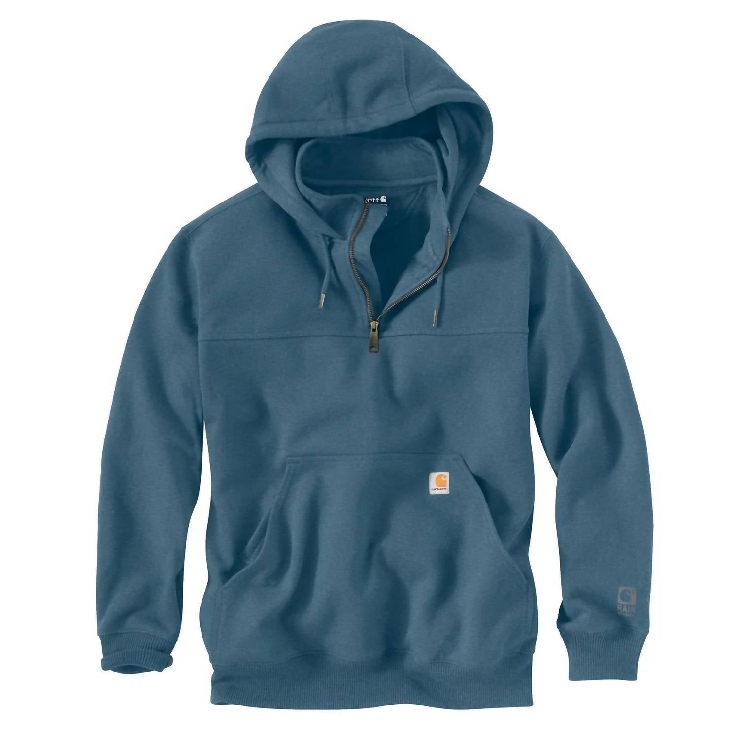 carhartt Loose Rain Defender Quarter-zip Heavy Sweatshirt in storm blue heather - men's shirt - detail view