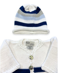 Gita - Boy's 2pc Light Blue/grey/navy Stripe With Hat