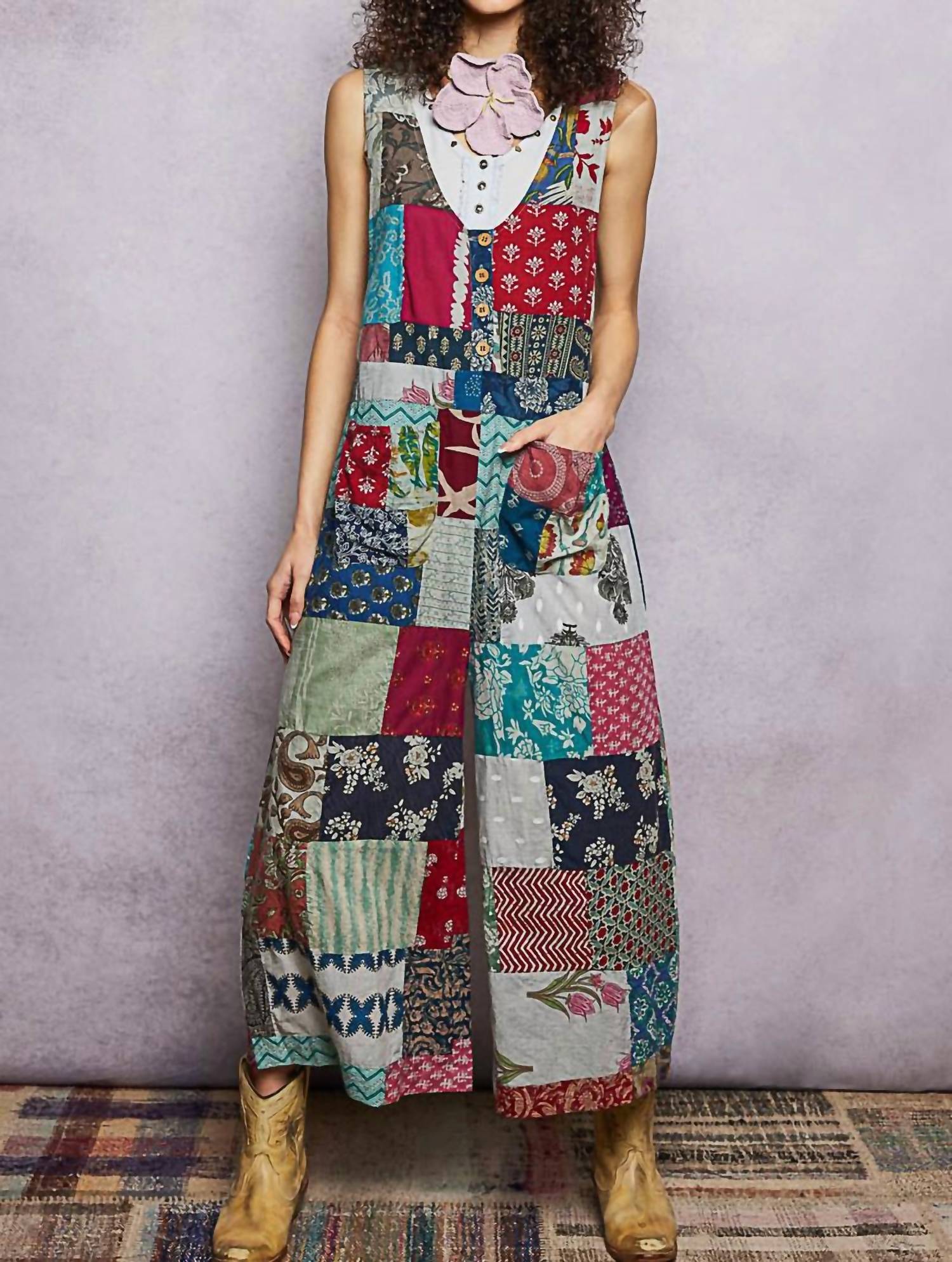 POL One Of A Kind V-neck Printed Jumpsuit in multicolor - women's pants