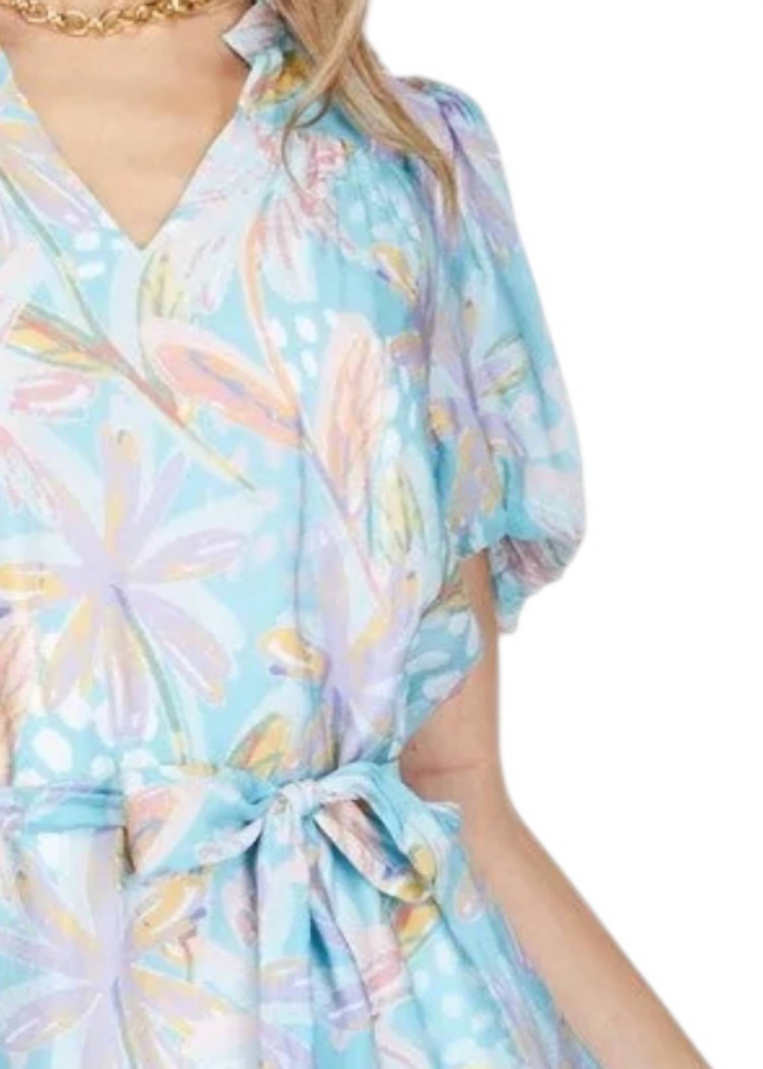 Joy Joy - Pastel Flannel Collar Flounce Dress
