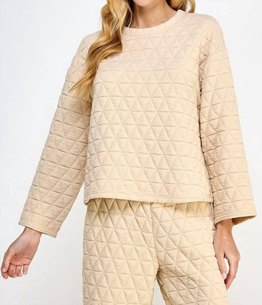 See And Be Seen - Quilted Textured Long Sleeve Top - Plus