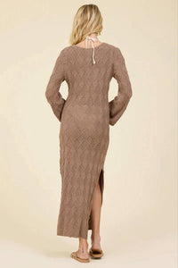 Surf Gypsy - Plunge Diamond Knit Midi Dress