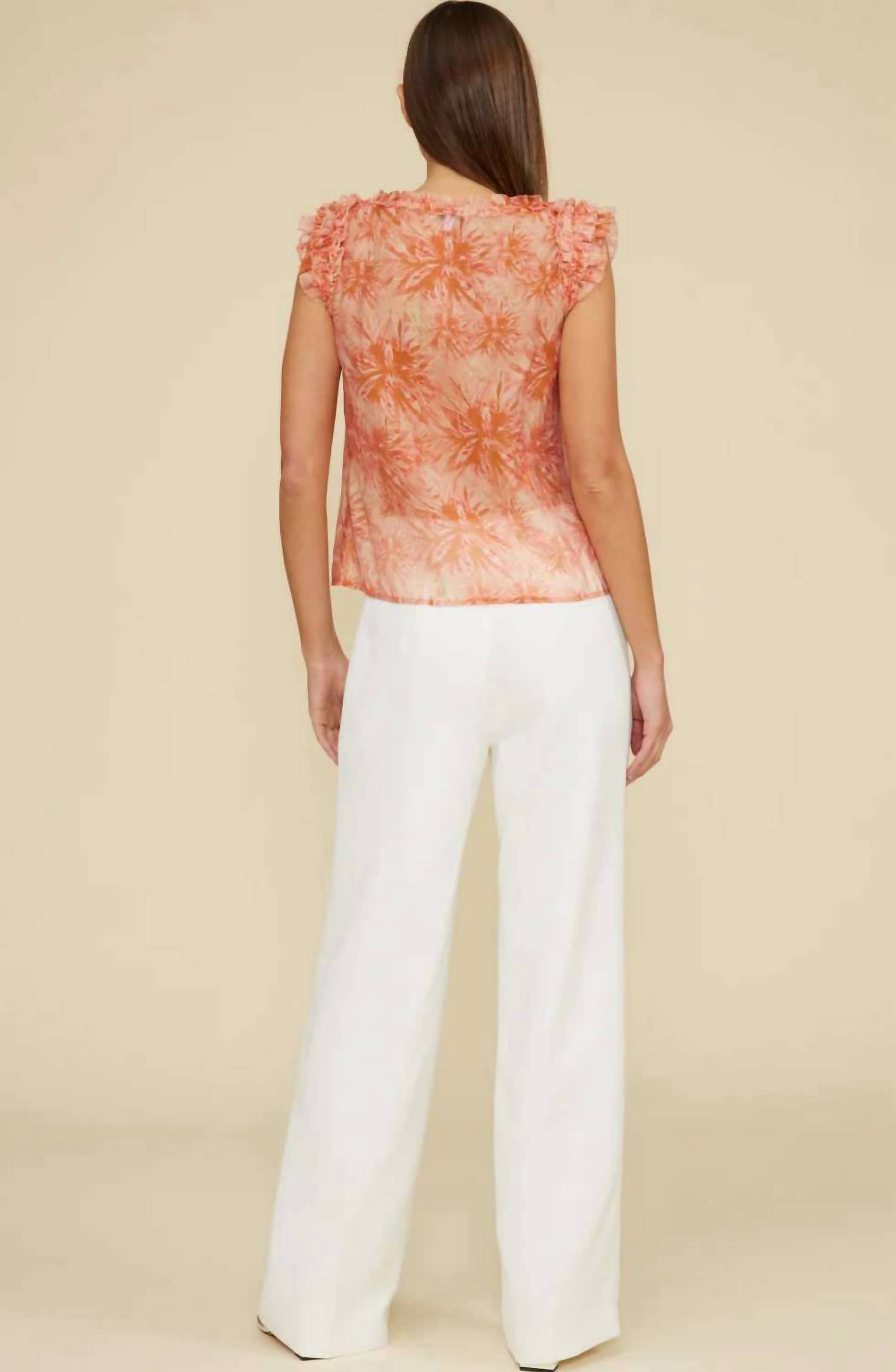 LUCY PARIS Bloom Ruffle Top in multi - women's blouse - detail view