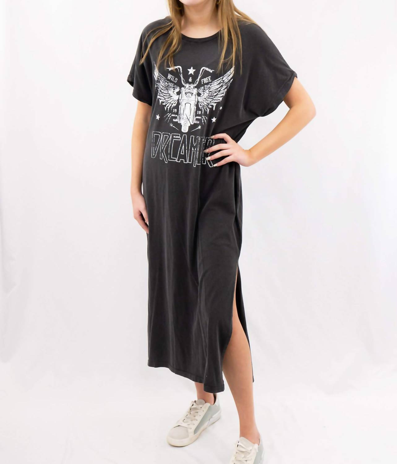 Zutter Dreamer Motorcycle Midi T-shirt Dress in black - women's dress
