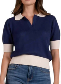 Elan - Three Quarter Sleeve Collared Sweater