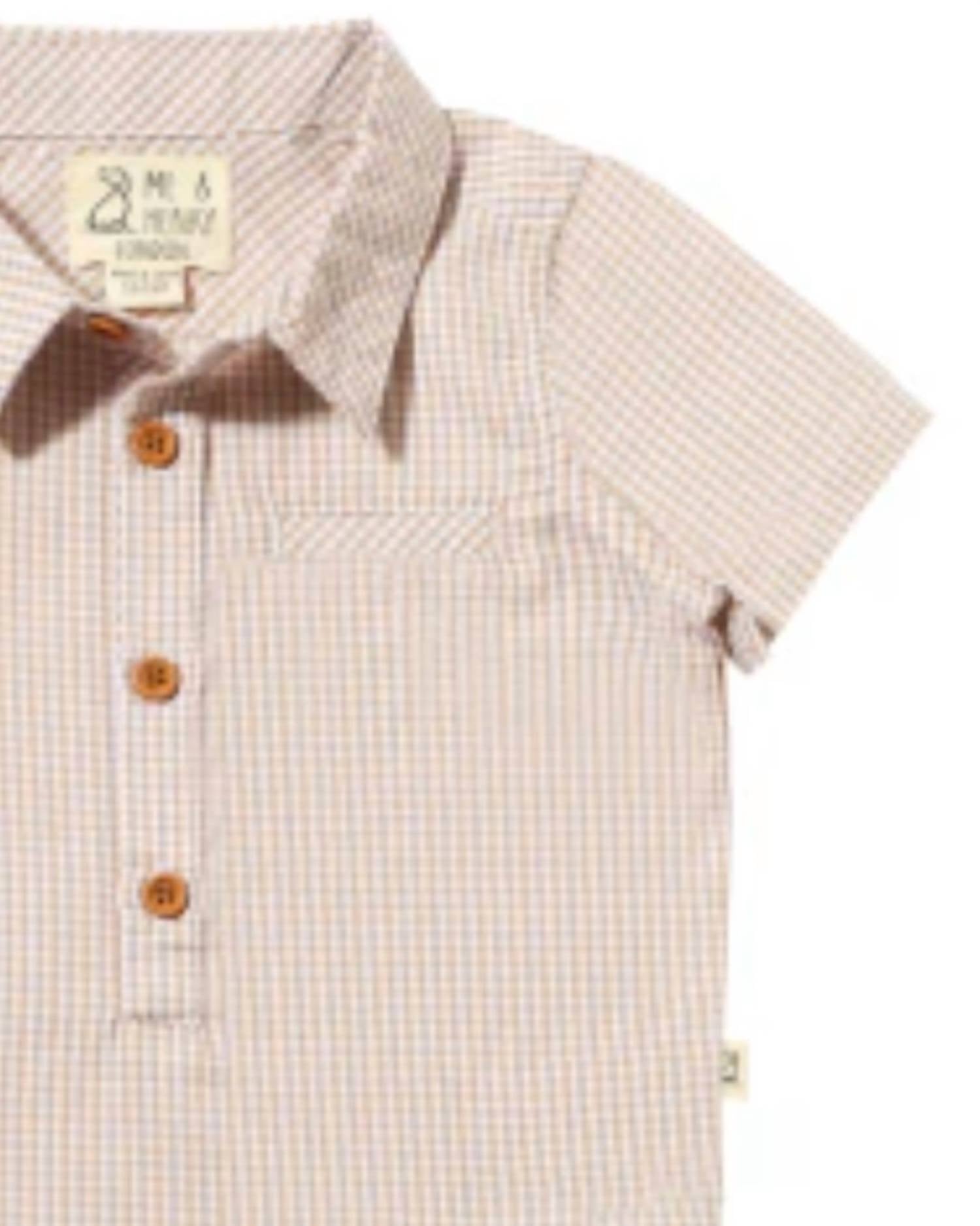 Me & Henry - Boy's Helford Woven Beige Onesie