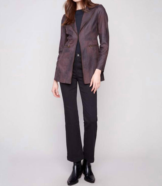 Charlie B - Vintage Texture Faux Suede Long Jacket