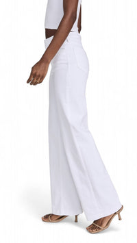 L'Agence Clayton Wide Leg Jeans in blanc - women's jeans - detail view