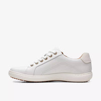 Clarks Women's Nalle Lace Sneakers in white leather - women's sneaker - detail view