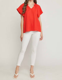 Entro - Ruffled Flutter Sleeve Blouse