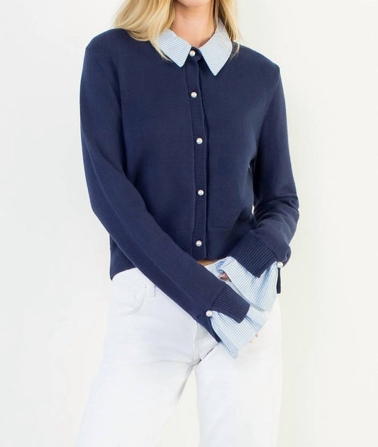 Thml - PEARL BUTTON MIXED MEDIA TOP