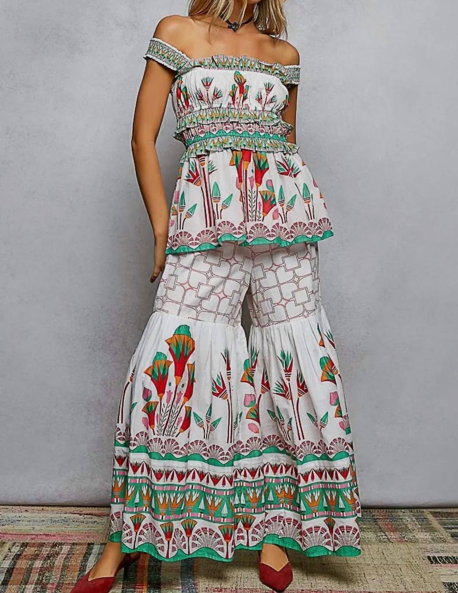 Pol - Printed Ruffle Top