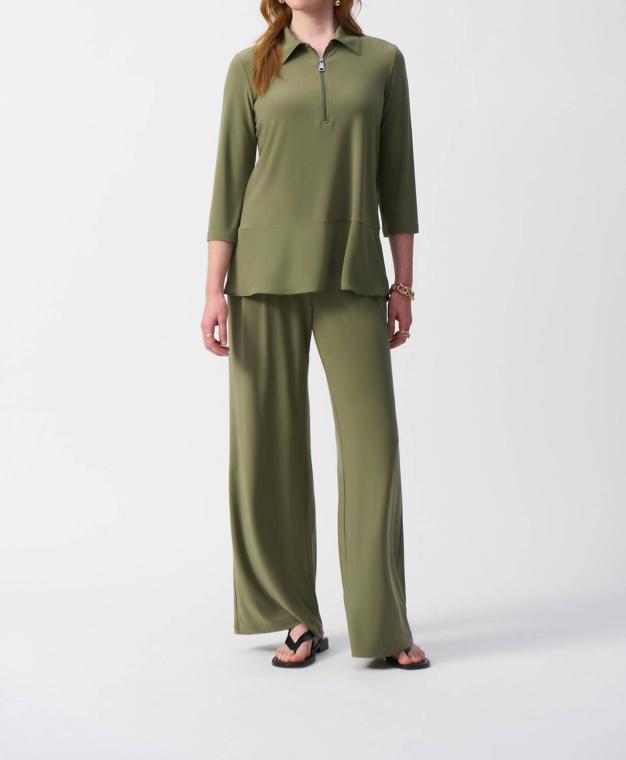 Joseph Ribkoff - Zip Front 3/4 Sleeve Tunic Top