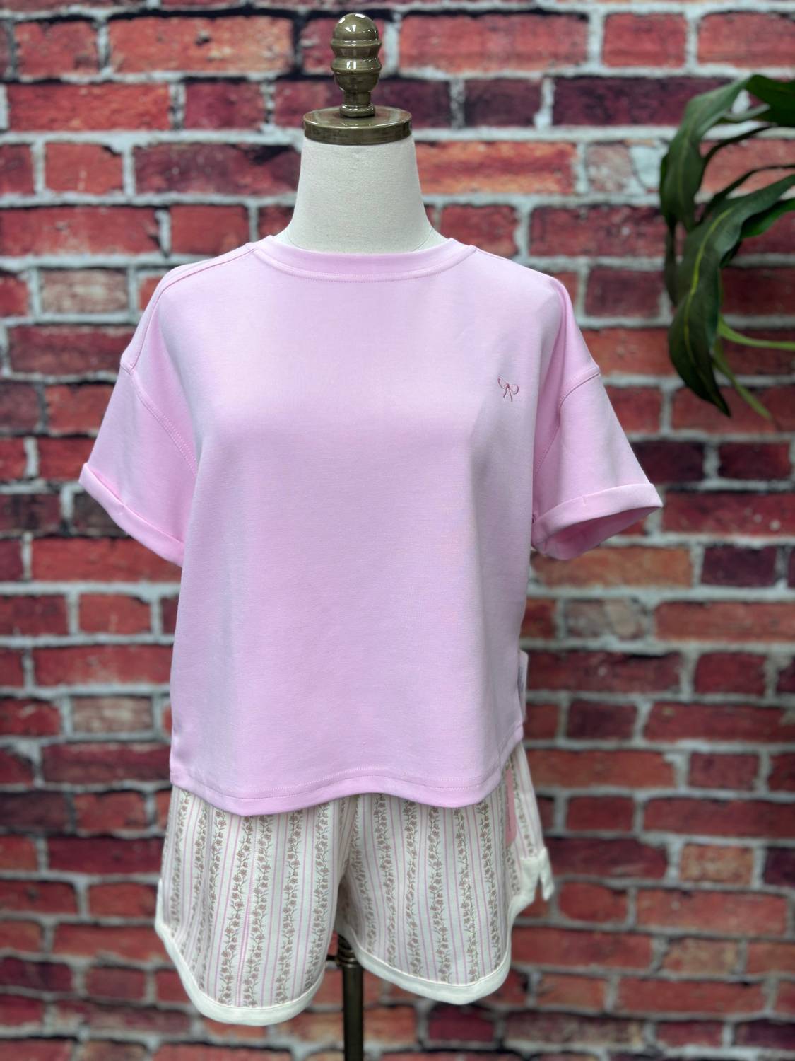 Simply Southern Women's Soft Knit Bow Tee in blush - women's t-shirt