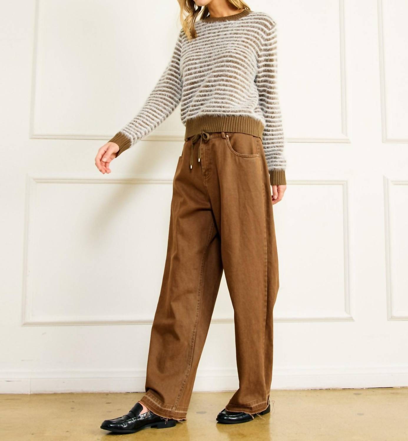 line and dot Lyon Crewneck Sweater in olive - women's sweater - view 4