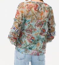 Johnny Was Women's Sapphire Mesh Blouse in multicolor - women's blouse - detail view