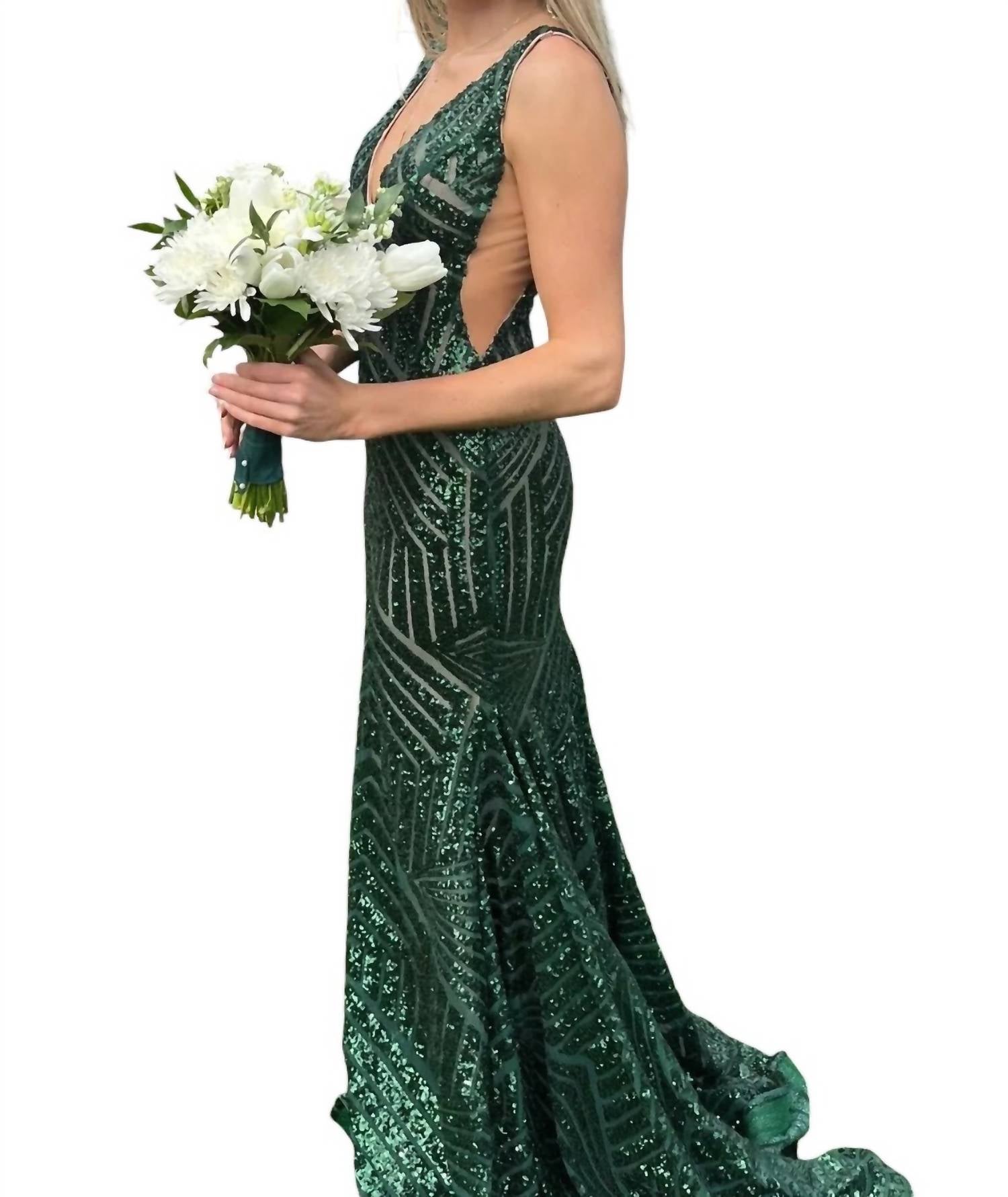 Jovani - EMBELLISHED SEXY LOW V PARTY DRESS