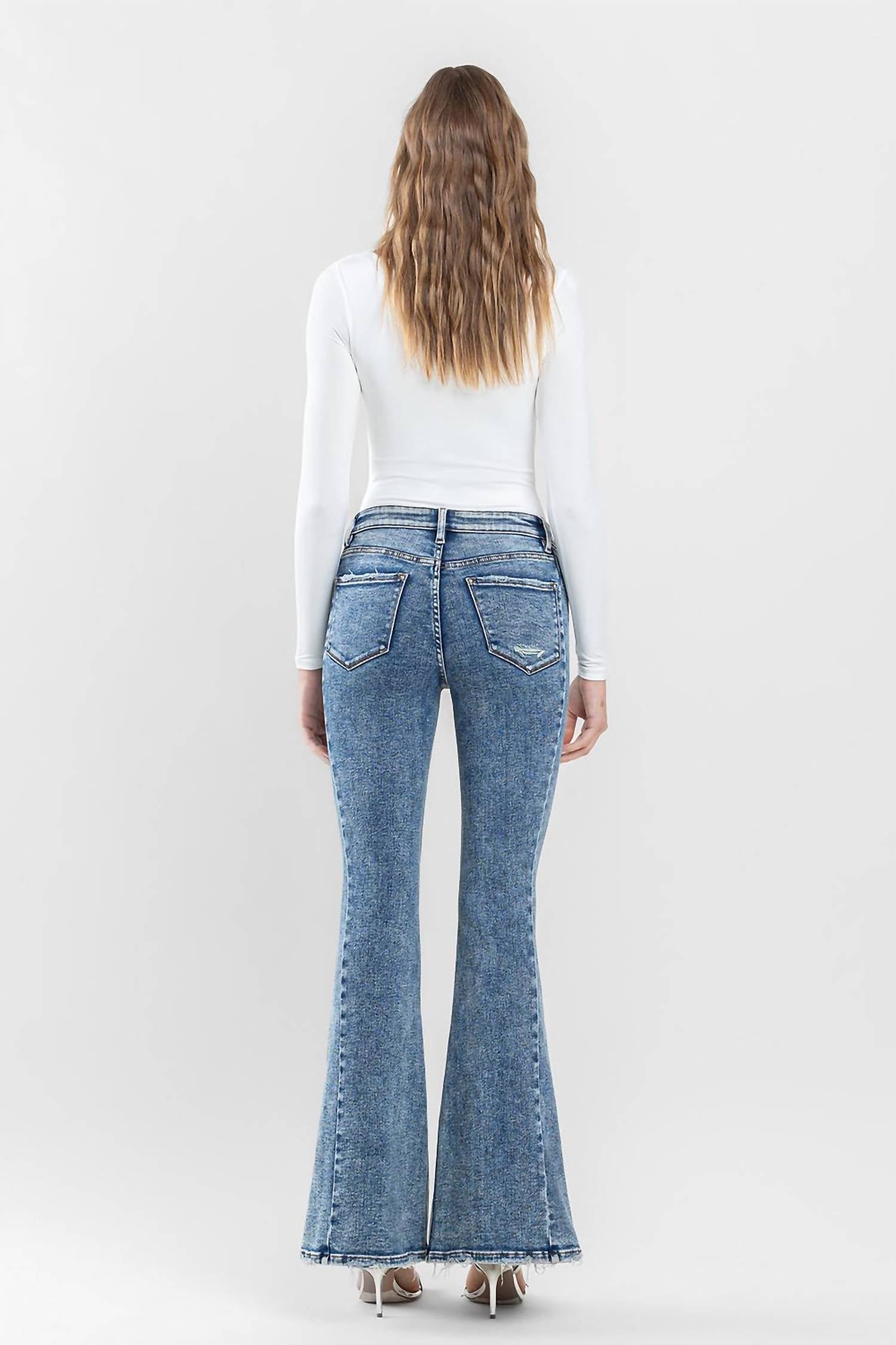 Flying Monkey - High Rise Split Hem Distressed Flare Jeans