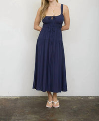 Blu Pepper - Women's Front Tie Keyhole Detail Sleeveless Midi Dress