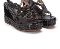 Alma En Pena Women's Malaquita Wedge Sandals in black - women's sandal - detail view