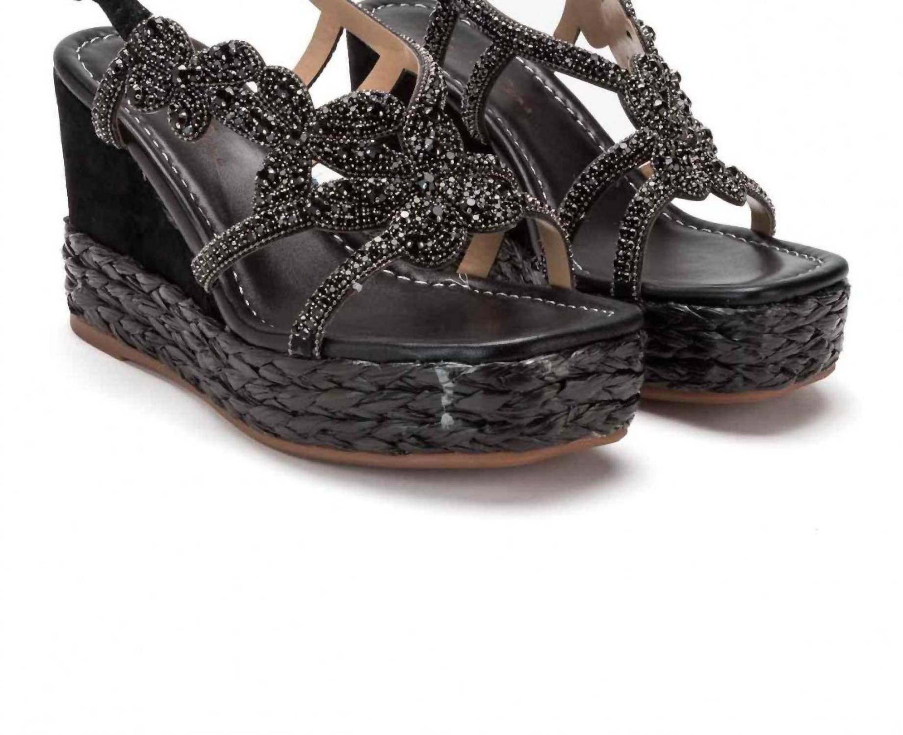 Alma En Pena Women's Malaquita Wedge Sandals in black - women's sandal - detail view