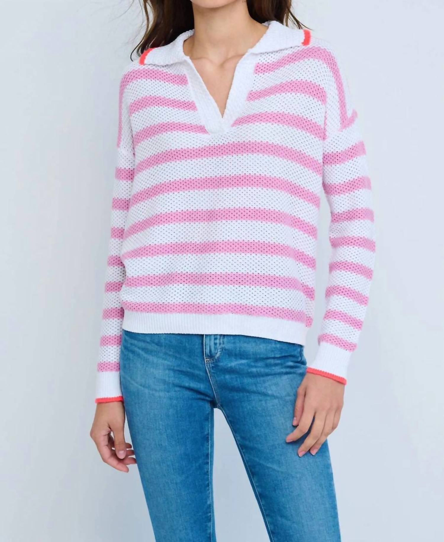 Lisa Todd - Stripescape Polo-collar Sweater