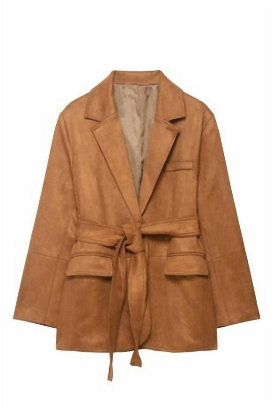 Sundayup - Women's Solid Notched Collar Ultrasuede Jacket