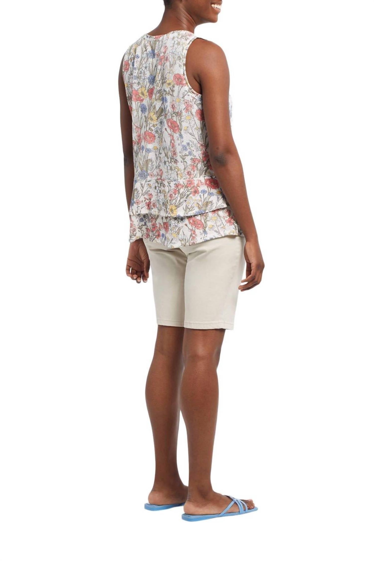 TRIBAL Kyra Floral Tiered Tank in fern - women's tank top - alternate view