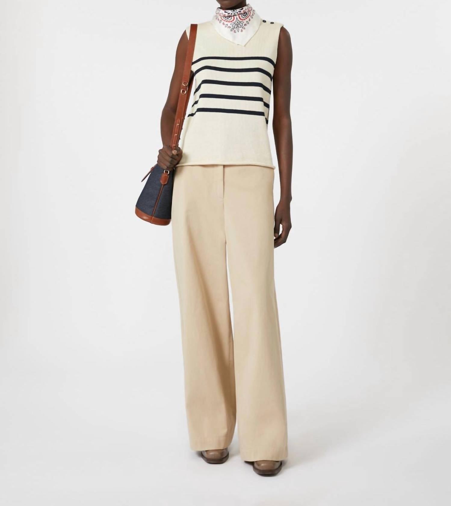 Weekend Max Mara Trofeo Sleeveless Knit Sweater in ivory - women's sweater - view 4