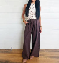 Mustard Seed - Women's Gathered Drawstring Wide Leg Trouser
