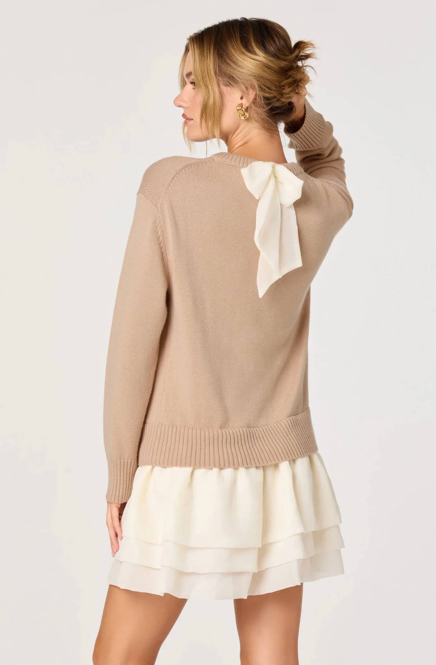 Astr - Kalyn Sweater Mixed Media Mini Dress