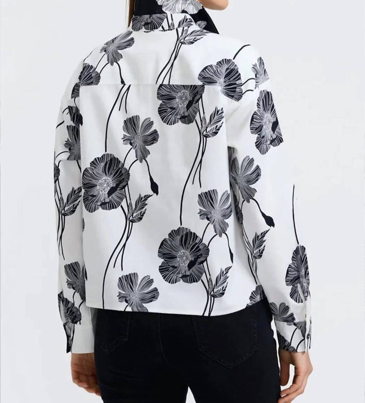 Foxcroft - Marina black & white LS top