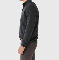 PETER MILLAR Grant Birdseye Quarter-zip Pullover in charcoal - men's sweater - detail view